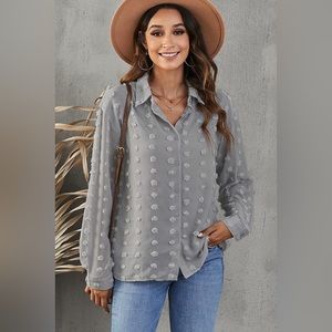 Grey Long Sleeve Blouse